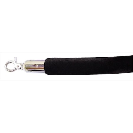 Vic Crowd Control 96 in. Velour Rope with Mirror Closable Hook - Black 1660